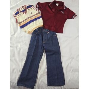 Vintage Boy's Outfit Size 4 Braggin Dragon Polo Sweater Vest JC Penney Jeans